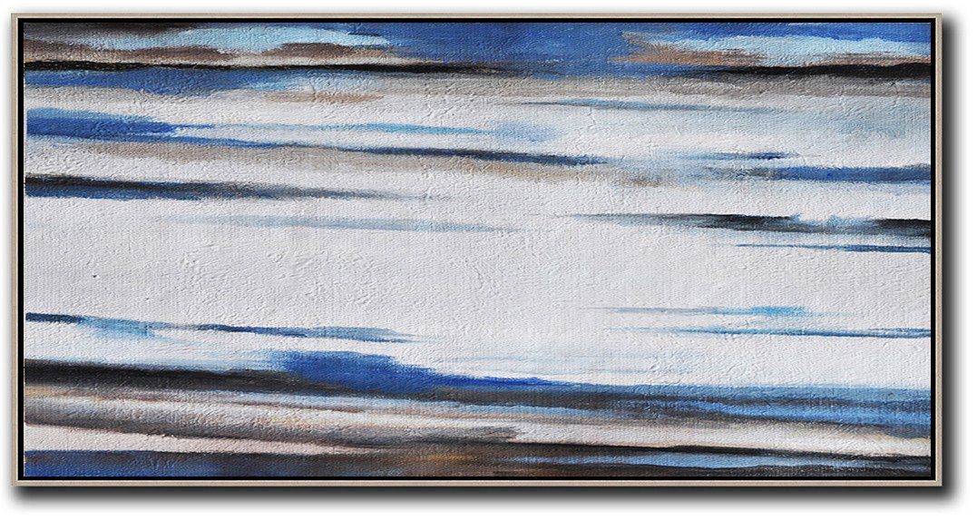 Large Abstract Art Handmade Oil Painting,Hand Painted Panoramic Abstract Painting,Big Canvas Painting,White,Blue,Brown.etc